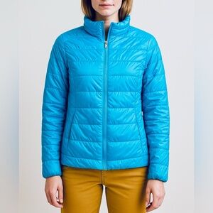 Turquoise/Blue Light Puffer Jacket Coat NWT